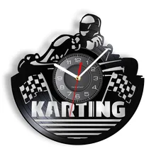  Go Kart Vintage Vinyl Record Wall Clock Modern Karting Decor Sport Time Clock Wall Watch Art Unique Gift Idea For Karting Racers 