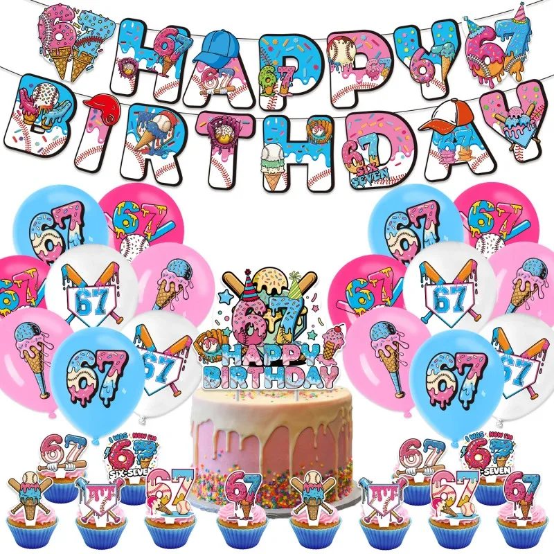 Fun Six Seven 67 Birthday Balloon 67 Themed Party Decoration Baby Shower Balloon Banner Birthday Party Decoration