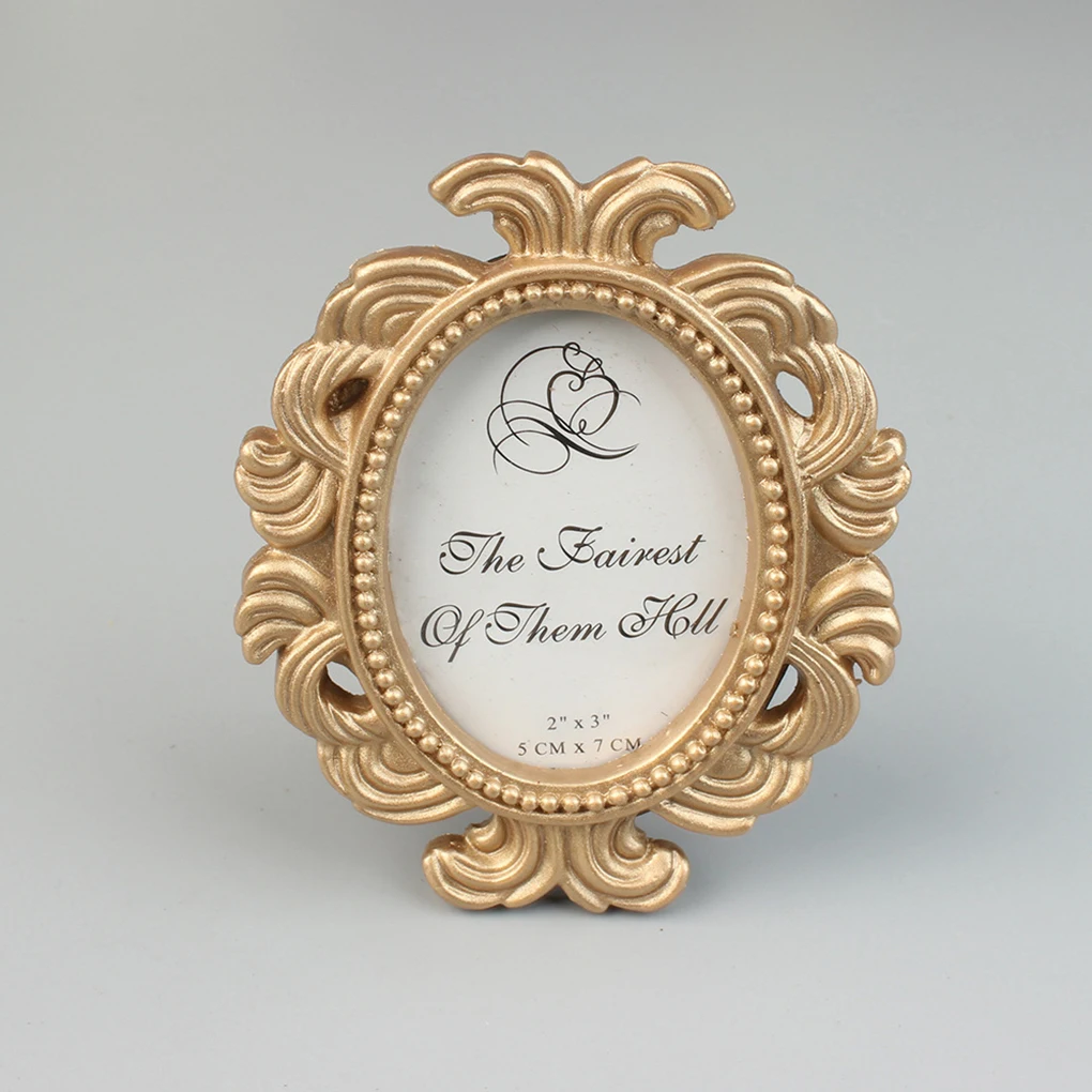 Photo frame,art frames Retro Floral Photo Frame Elliptical Desktop Picture Frame Ornament Small Baroque Photo Holder Prop Wedding Home Decor Gift