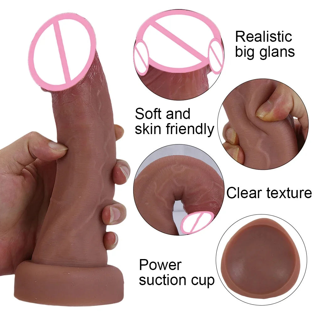 Sex Toys Skin Feeling Realistic Dildos Flesh Big Glans Chastity Soft Penis Strapon Silicone Suction Cup Anal Sex Toys For Women