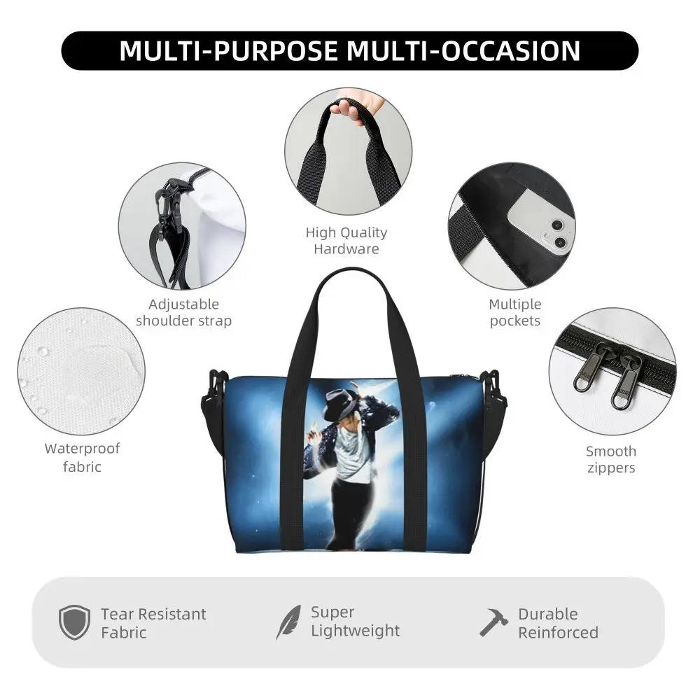 Michael Jackson Musicians Singers Dancers Beach Travel Bag Large Capacity Tote Bags for Sport Women Shopping Duffle Shoulder Bag