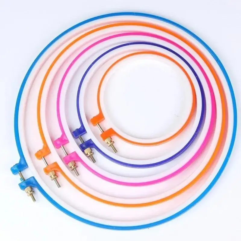 5Pcs/Set Plastic Embroidery Cross Stitch Hoop Set Hoop Frame Adjustable Sewing Tools Supplies DIY Apparel Sewing Supplies