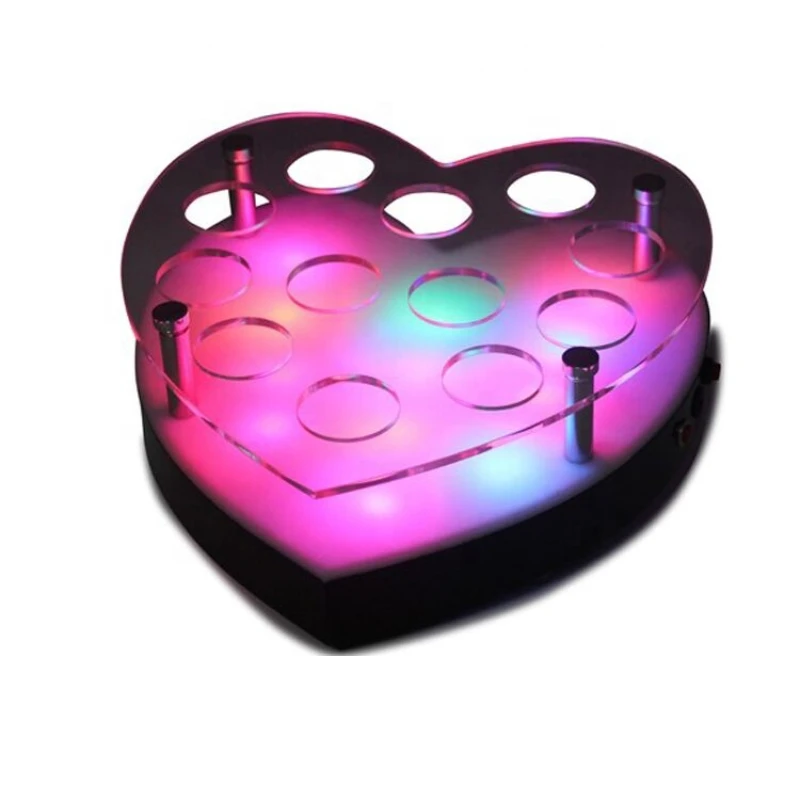 

Plastic LED light flight tray for wine glass