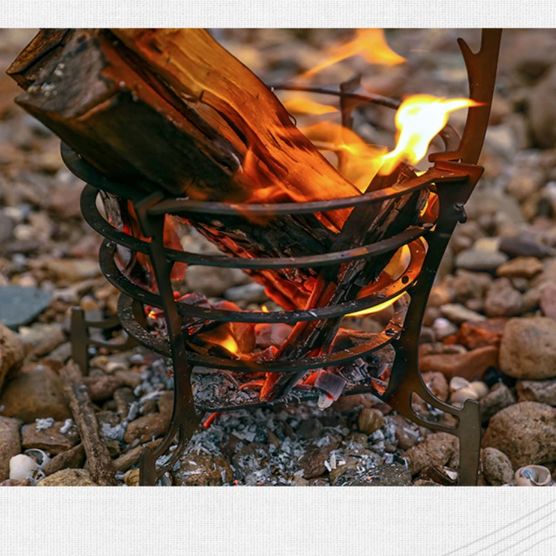 New Camping Stove Hanging Wood Stove Outdoor Campfire Pit Wood Burner Stainless Steel Burning Furnace For Barbecue Bonfire