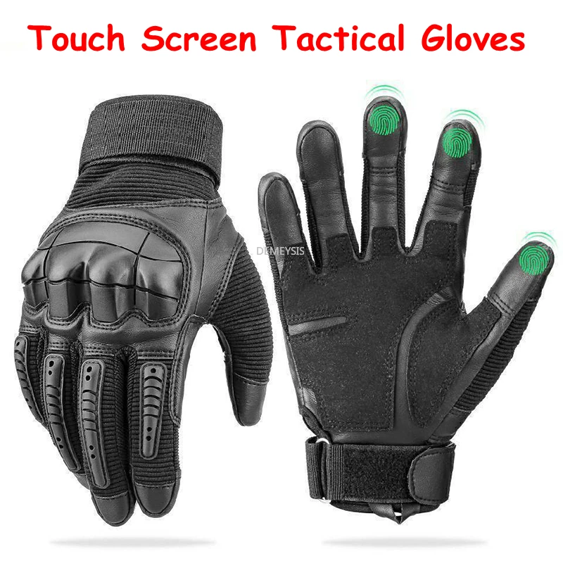

Touch Screen Hard Knuckle Tactical Gloves Military Army Paintball Shooting Airsoft Combat PU Leather Full Finger Gloves