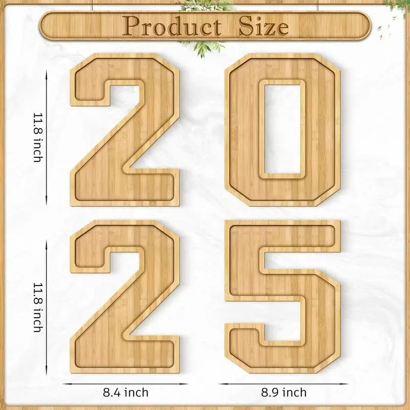 2025 Graduation Decorations Class Of 2025 Food Tray Wooden Charcuterie Numbers Snack Trays Graduation Party Supplies Cake Plates 6