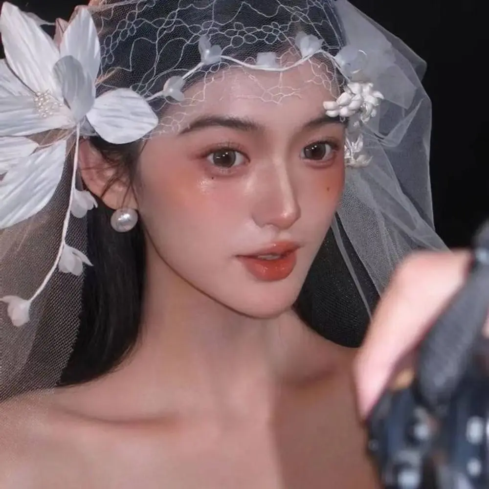 로맨틱 레트로 신부 머리 장식 고급스럽고 우아한 신부 레이스 꽃 모자 연회 프랑스 스타일 웨딩 헤어밴드 헤어 액세서리