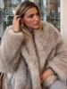ZBZA Women's Faux Fur Cropped Jacket Coat Autumn Winter New Lapel Long Sleeve Thick Warm Soft Jacket Female Chic Warm Outerwear 2