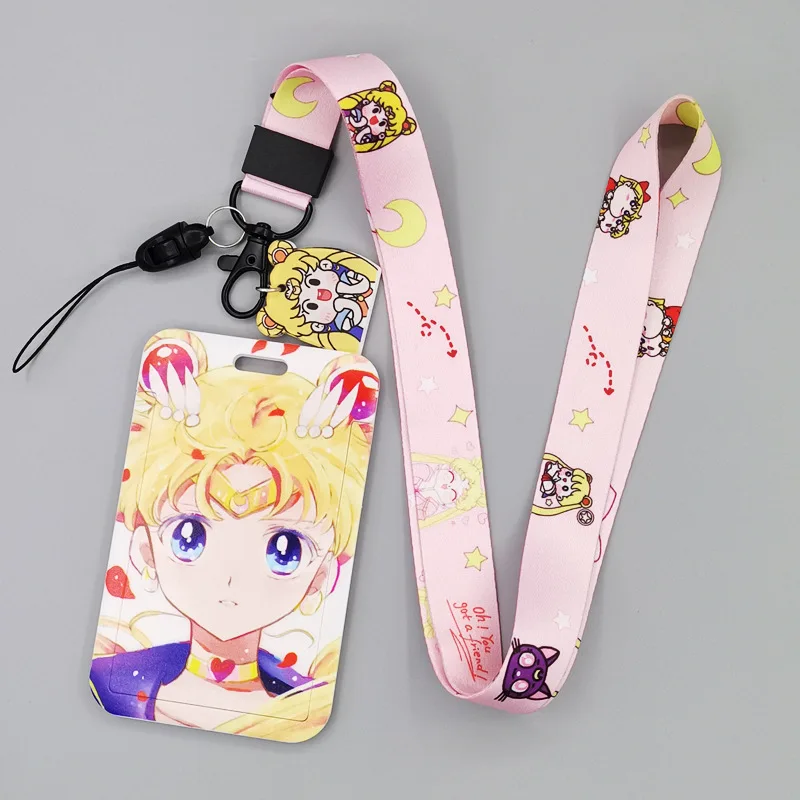 1 세트 애니메이션 카드 케이스 카드 매는 밧줄 키 매는 밧줄 코스프레 배지 ID 카드 홀더 넥 스트랩 열쇠 고리 도라에몽