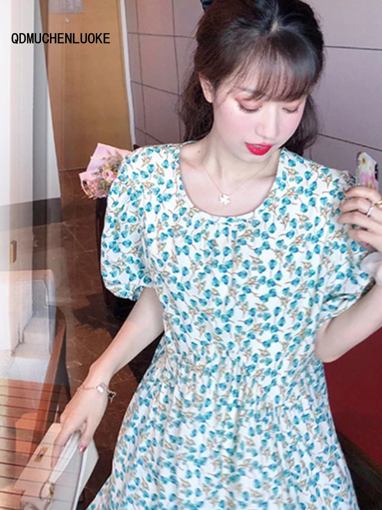 

Spring Summer Dress Women 2023 New In Style Korean Fashion Loose Leisure Large Size Floral Print Sexy Summer Dress for Women