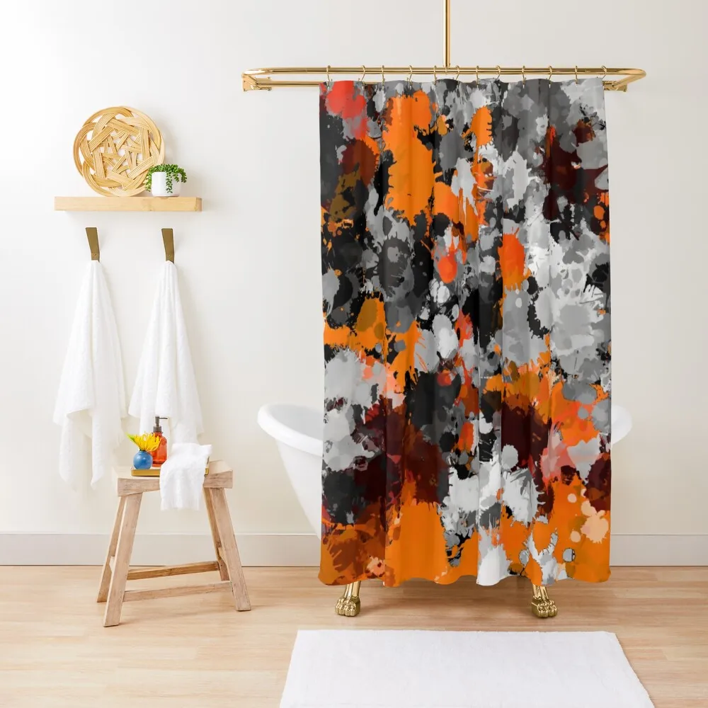 Orange and Grey Paint Splatter Shower Curtain Bathroom For Shower Funny Shower Accessories For And Services Curtain services