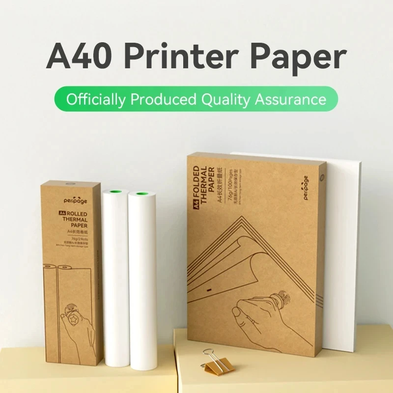 A4 Thermal Printer Paper PeriPage 100 Pages Folded Long-lasting 8.5 x 11 Inch For A40 Printer PocketJet HPRT MT800/MT800Q