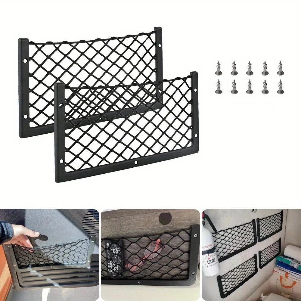 1/2/3개 36*18cm 차량용 네트 도어 패널 버스 시트 뒷면 마운트 정리함 메쉬 포켓 휴대폰 홀더 수납 가방 지갑 열쇠 보관용 포켓