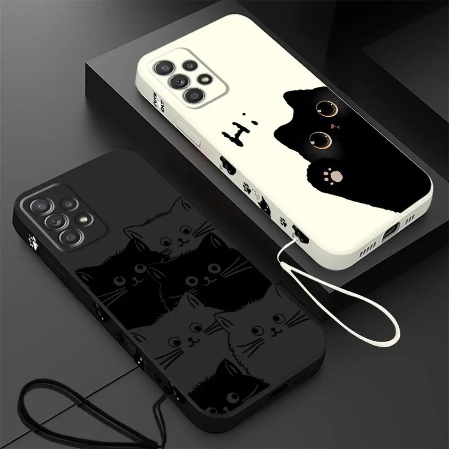 Cartoon Black Cat Phone Case - Sleek and Stylish Design