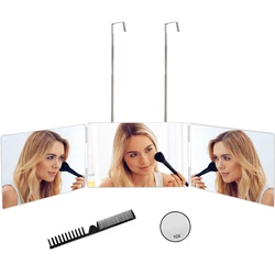 White Retractable Adjustable Folding Makeup Mirror - Portable and Compact Design (White - 10X - Comb)