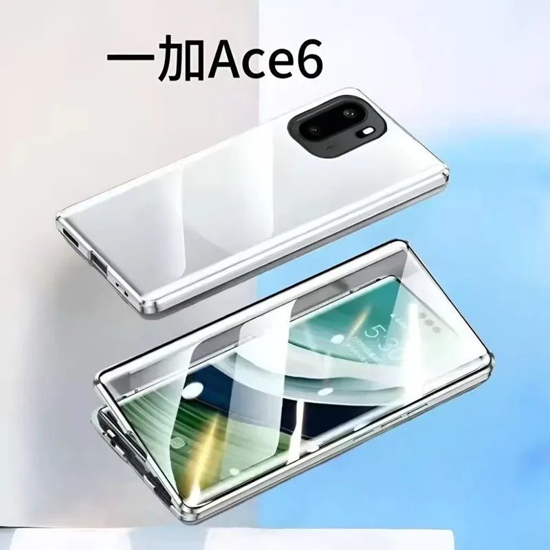 Luxury Double-Sided Tempered Glass Leather Cover with Shockproof Bumper