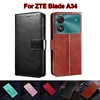 Funda para ZTE Blade A34 Case Leather Book Stand Magentic Wallet Coque PU Leather Capas Flip Phone Cover For ZTE Blade A34 чехол 1