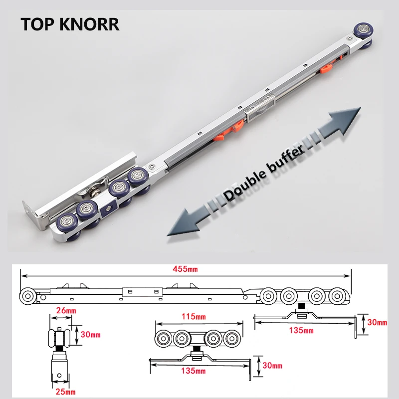 Dois-way buffer polia porta deslizante porta deslizante pendurado roda trilha cozinha quarto toalete para cima e para baixo pendurado acessórios de trilho