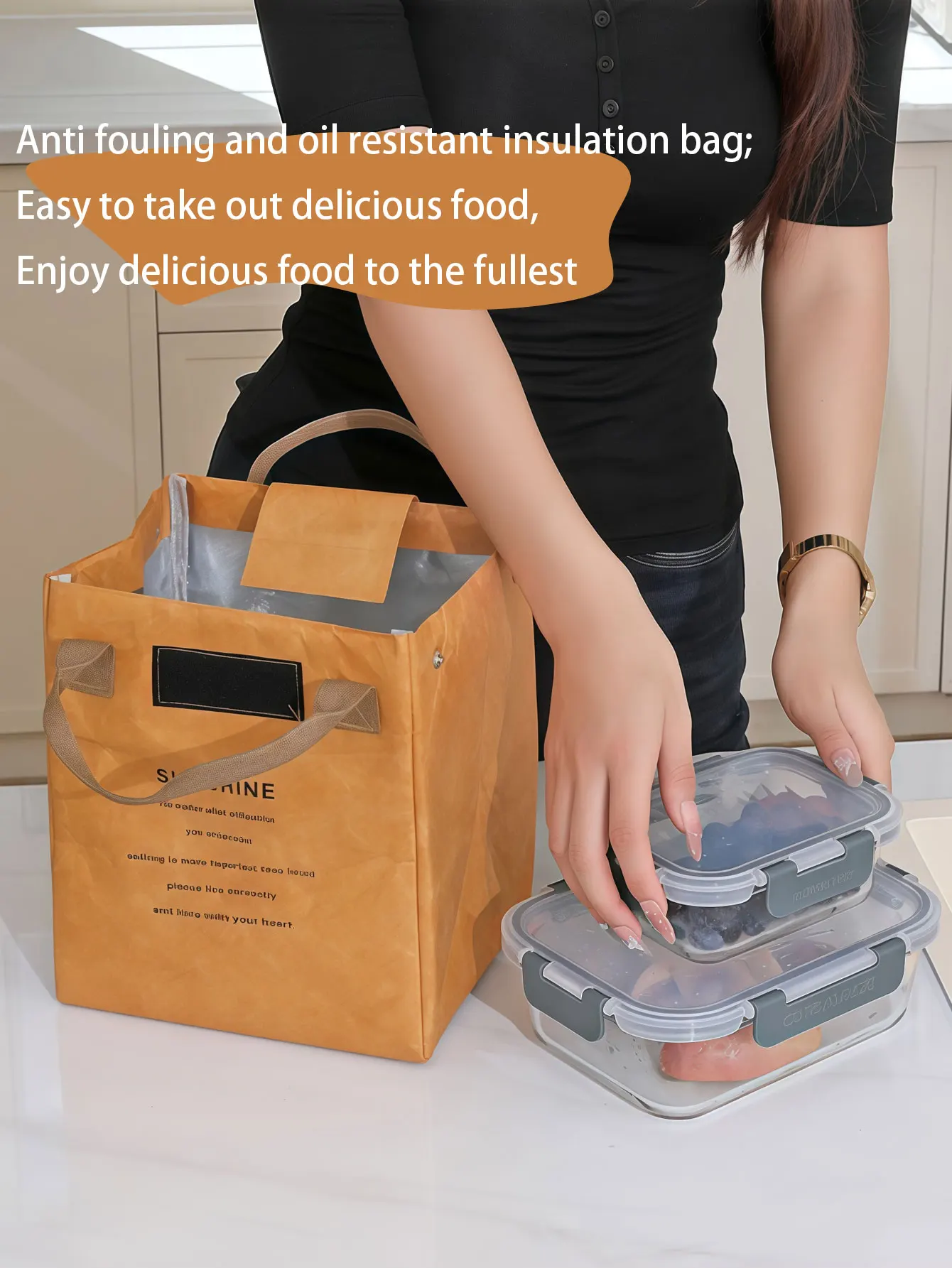 1PC 휴대용 직장인 도시락 가방, 오염 방지 및 기름 방지 도시락 가방, 겨울..