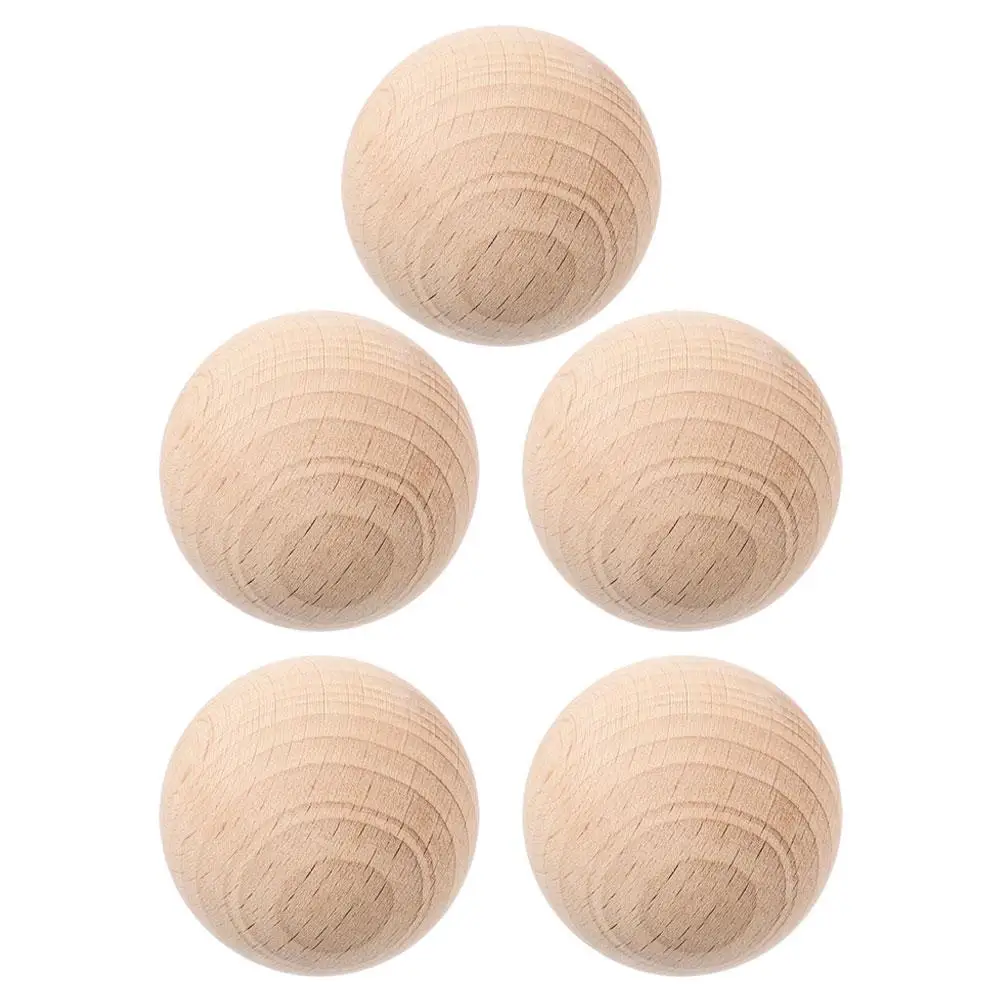 5 Pcs Round Beech Croquet Child Golf Balls Game Replacement Wood Wooden Ornaments