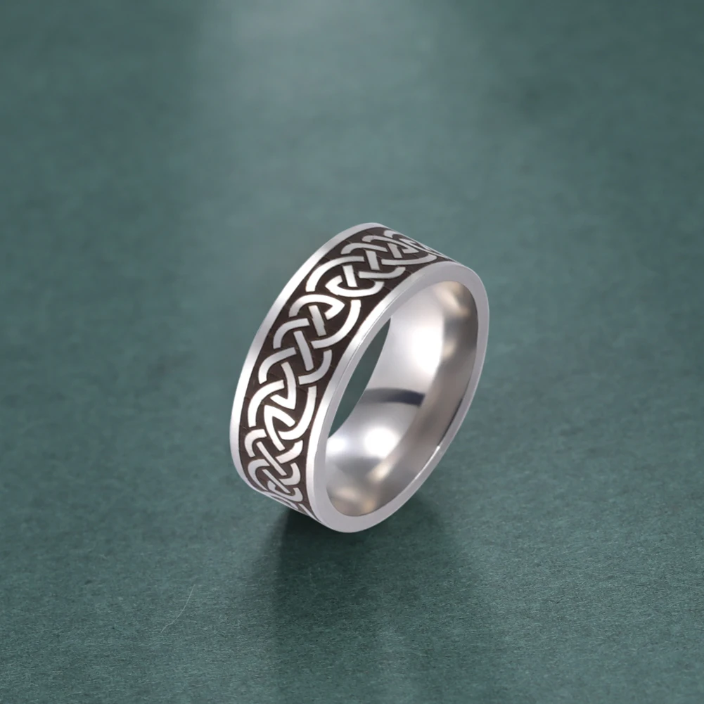 Anello Celtico Con Scudo Triquetra In Acciaio Inossidabile – Unisex, Simbolo Nodo Infinito - 3