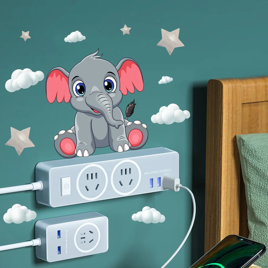 New Luminous Wall Stickers Luminous Little Elephant Cloud Wall Stickers Baby Kids Room Decor Bedroom Home Decoration Glow In The Dark Combination Decal