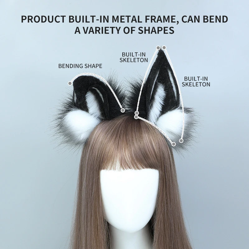 

Wolf Ears Girls Plush Soft Animal Hair Hoop Lolita Lovely Handmade Party Headwear Anime Cosplay Party Kawaii Accessories