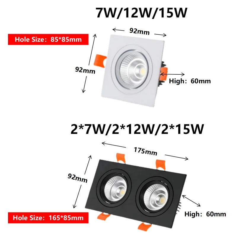 Recessed Double LED Dimmable Downlight COB 7w 12w 15W Spot Decoration Room Ceiling Lamp AC 220V LED Panel Lights Spot Kitchen led downlight recessed ceiling spotlight ceiling lamps