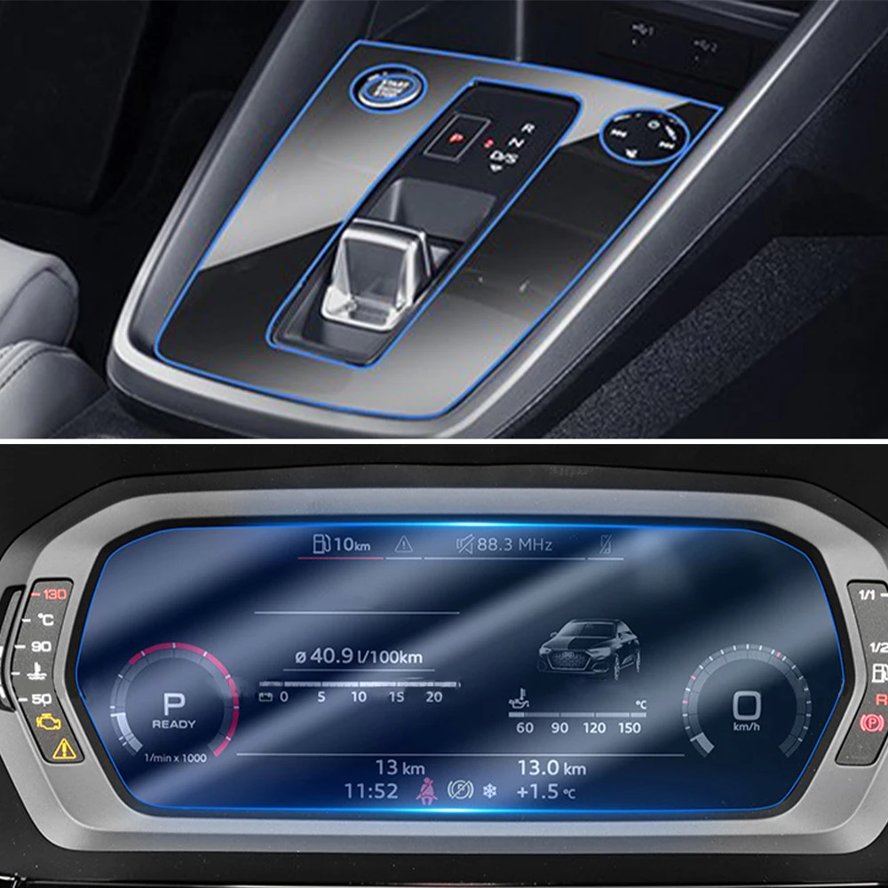 For Audi A3 8Y 2020 2021 Car Central Control Gear Panel TPU Film Sticker Dashboard Screen Protector Auto Interior Accessories - 3
