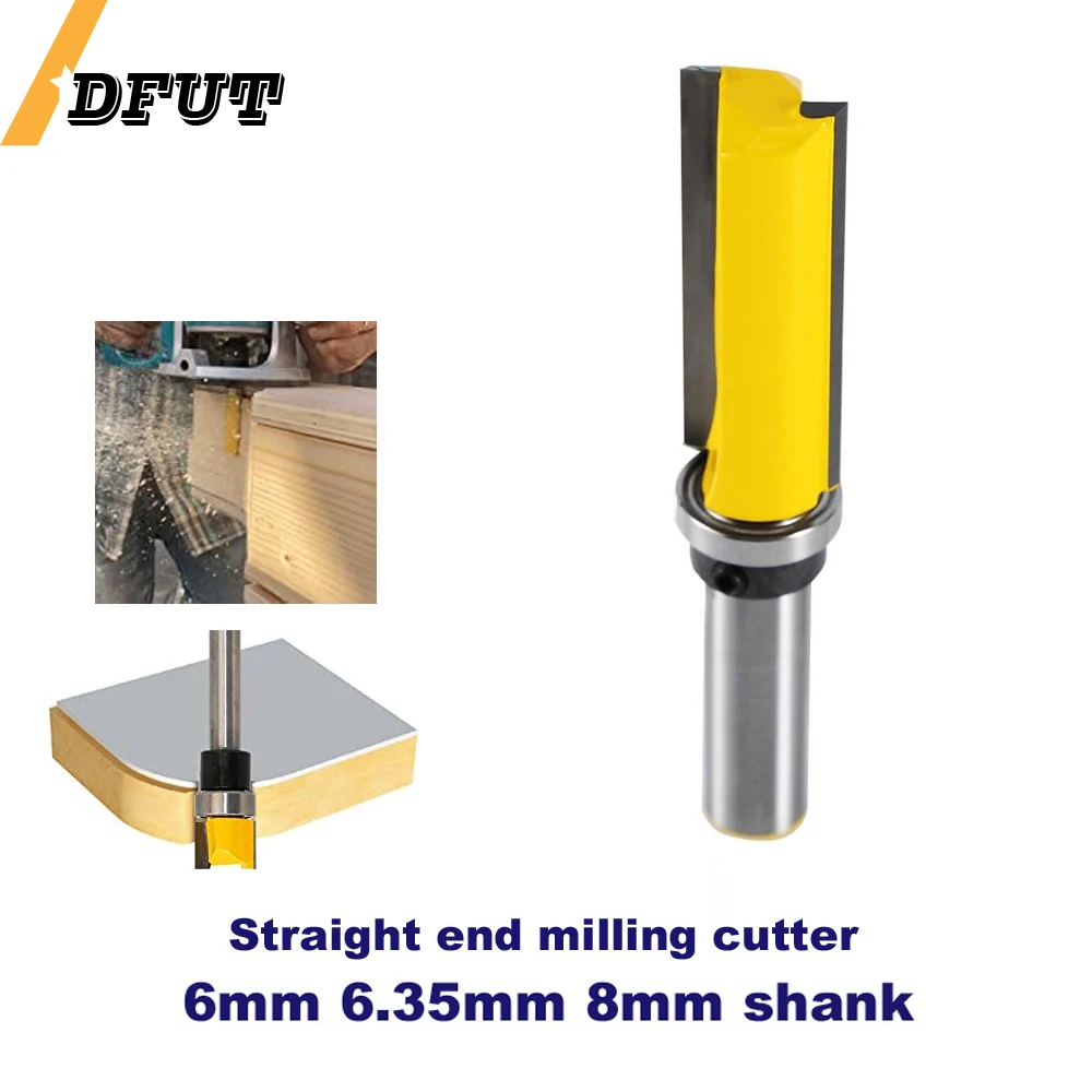 

1/3pcs 6mm/6.35mm/8mm Shank Flush Trim Router Bit Blade Template Pattern Bit Bearing 1/2" Straight End Mill For Woodworking