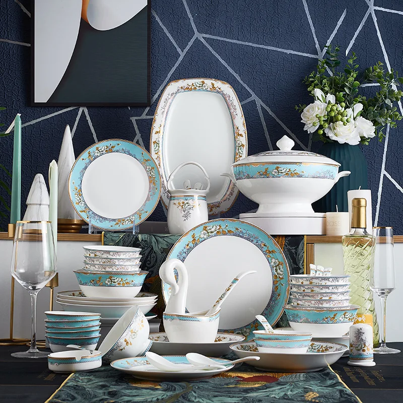 

Tableware Set Wholesale Jingdezhen Ceramic Tableware Xiangxie Lishe European Tableware Dish Set