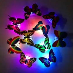 Set of 12 Multicolor Luminous 3D Butterfly Night Light Wall Stickers (Random 12PCs)