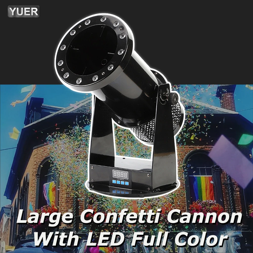 Yuer Large Confetti Cannon Stage Atmosphere Wedding Event 1200W Confetti Paper Blower Machine Per Dj Disco Dance Party Lights