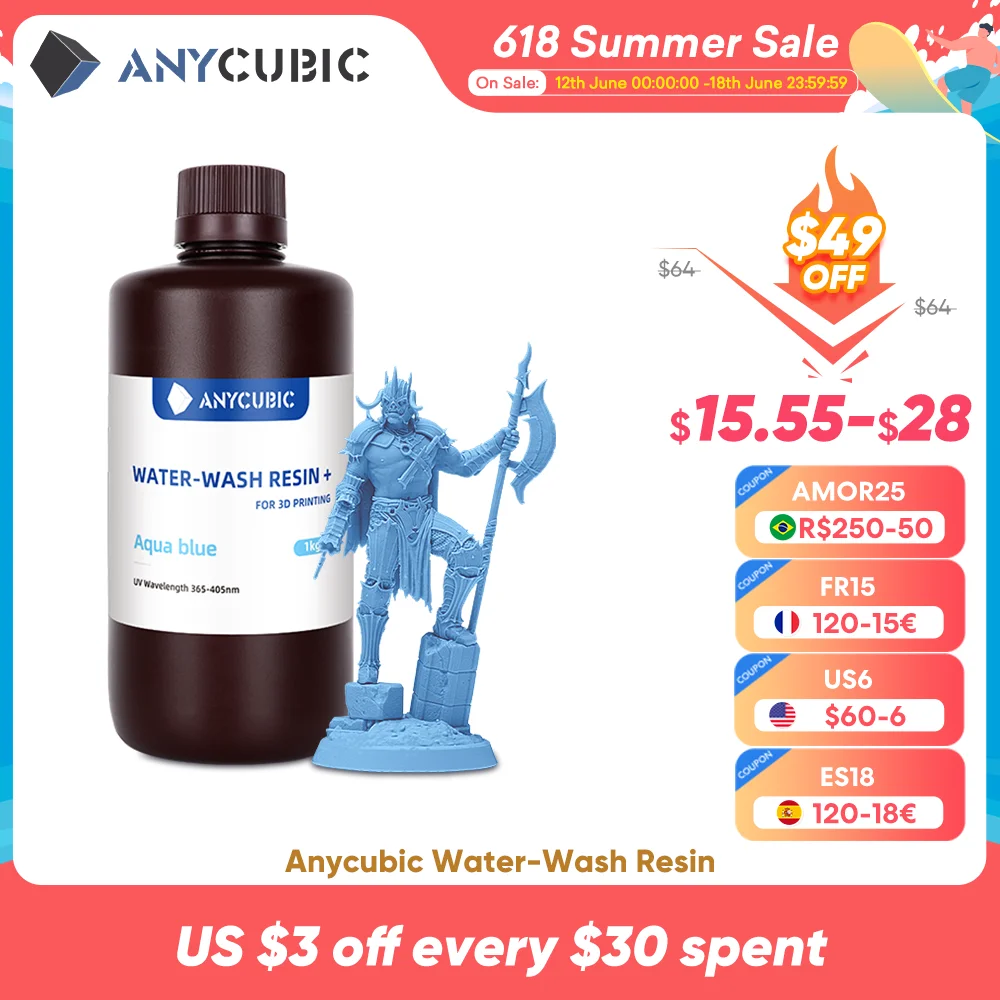 Anycubic Resina Lavabile Ad Acqua 2.0 Nero 1 Kg | Fox Maker's