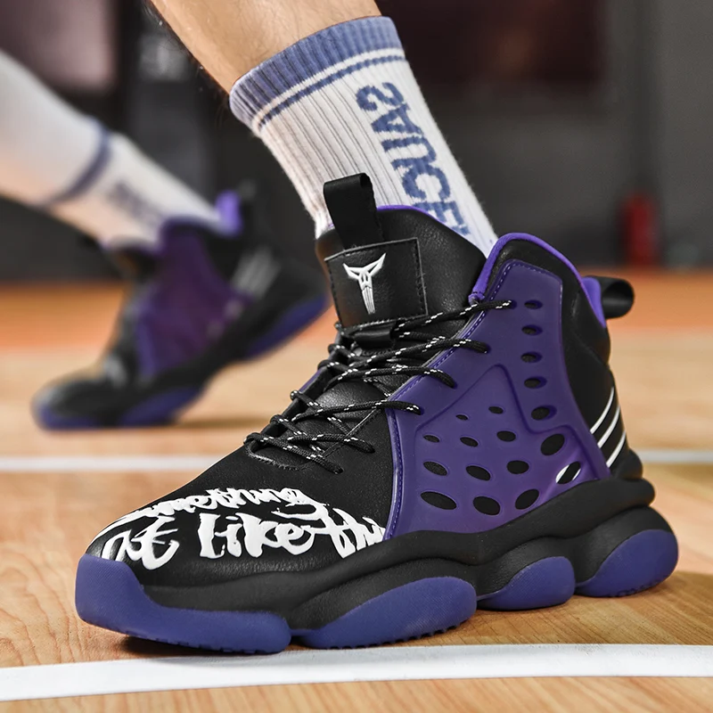 

2023 New Men Basketball Sneakers Shock-Absorbant High-top Sneakers Men Anti-Slip Basketball Boots Comfortable Training Sneakers