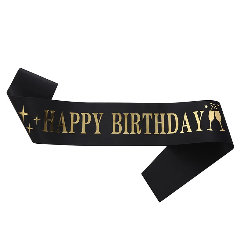 Birthday Party Party Ribbon HAPPY BIRTHDAY Bronzing Can Be Customized Any Age Birthday Shoulder Strap Etiquette Belt