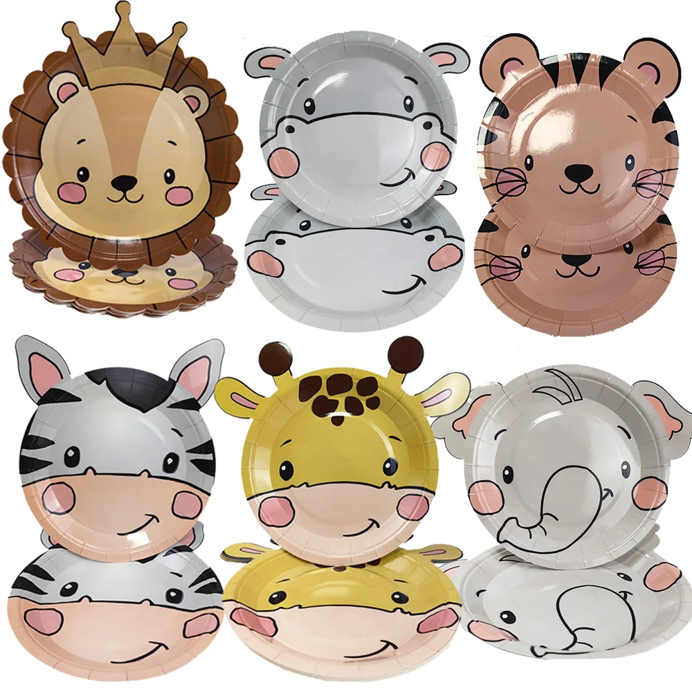 

10 шт., одноразовые тарелки в виде животных, 7 дюймов