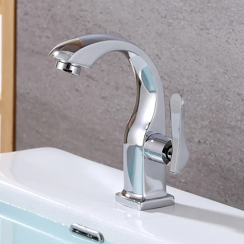 

Only Cold Basin Faucet Zinc Alloy Bathroom Water Faucet Deck Mounted Basin Sink Water Taps Chrome Torneira Kitchen Accessories