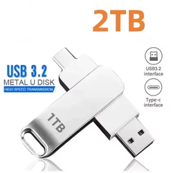Ultra - Speed USB 3.2 Flash Drive - Waterproof, Dual - Interface with Type - C OTG, High - Capacity Data Storage (Silver - 2TB)