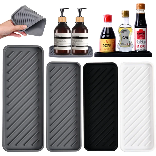 Munkalap -Szilikon Tálca Konyhai Fűszeres Palack Tároló Fürdőszoba Szappan Piperecikkek Lefolyó Pad