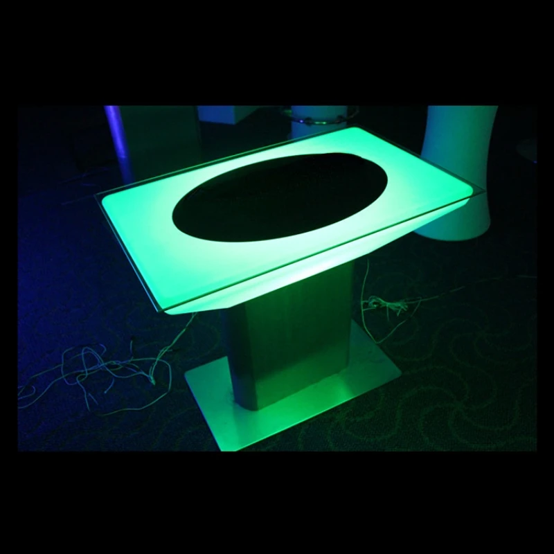 

16 Colors Changing 88cm Rectangle LED Bar Table with Metal Base Plate Stand