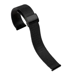 Stainless Steel Metal Watch Band Strap - Premium Design - 18mm (Black)