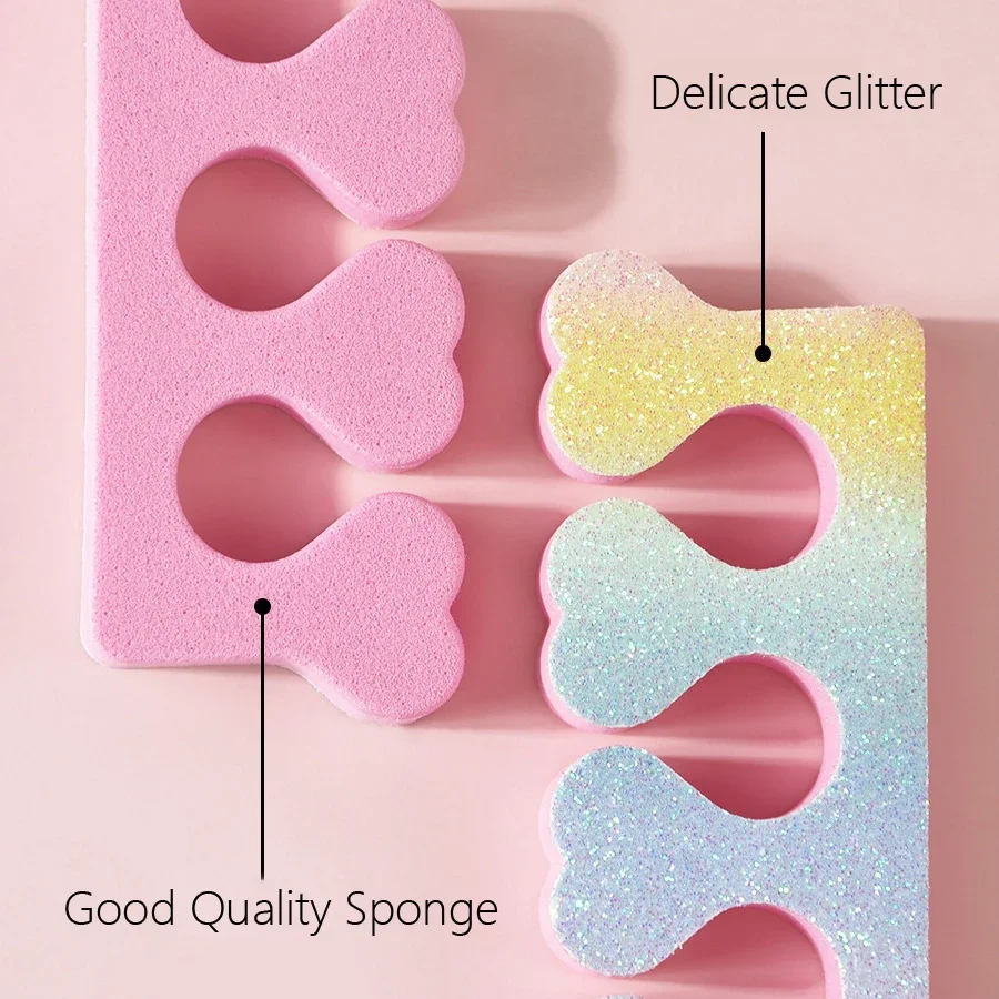 4pcs Heart-Shaped Pink Gradient Glitter Nail Separators Soft EVA Foam Manicure Sponges for Comfortable Finger And Toe Pedicure