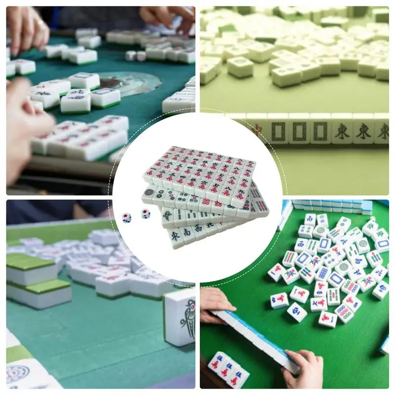 Mini Mahjong Set Lightweight Mahjong Sets Clear Engraving Mini Tile Game Travel Accessories For Travel Schools Trips Dormitories 4