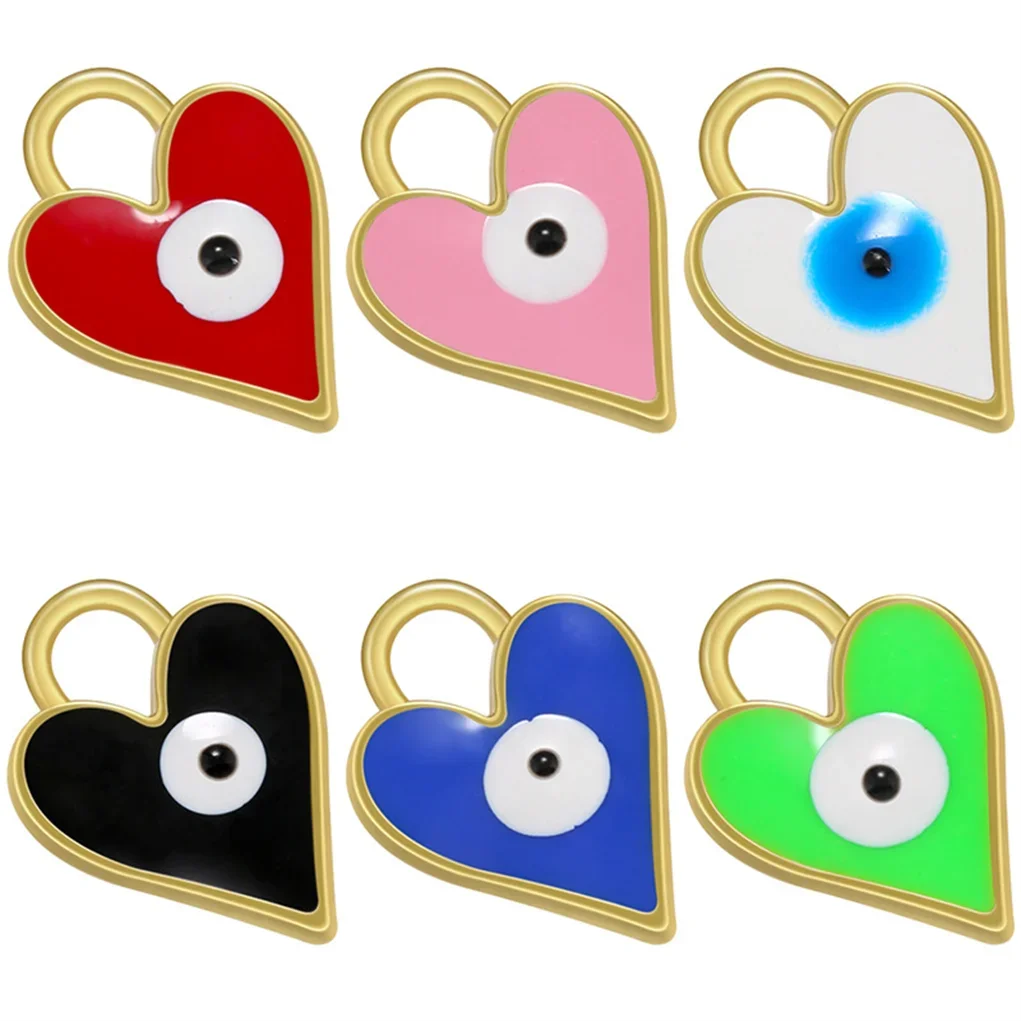 

Heart Pendants for Jewelry Making Supplies Enamel Colorful Devil's Eye Charms DIY Necklaces Bracelets Clavicle Chain Accessories