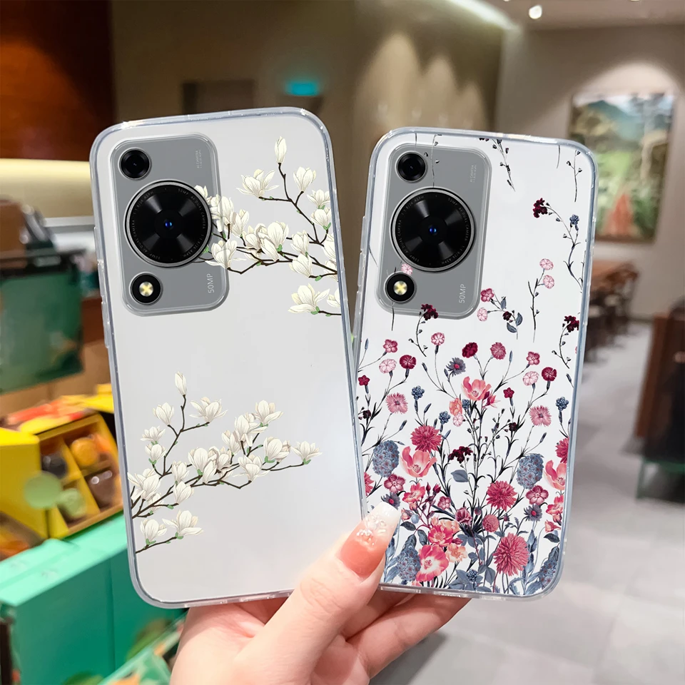 Cute Bear Flower Clear Protective Anti-Drop Phone Case - Soft TPU Cover