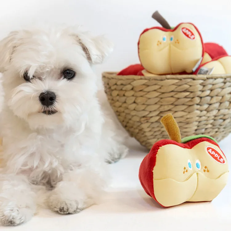 Pet Cibo Nascosto Slow Food Toys Vocal Apple Peluche Digrignare I Denti Resistente All'Usura Alimentazione Lenta Pet Ball Puppy Training Games