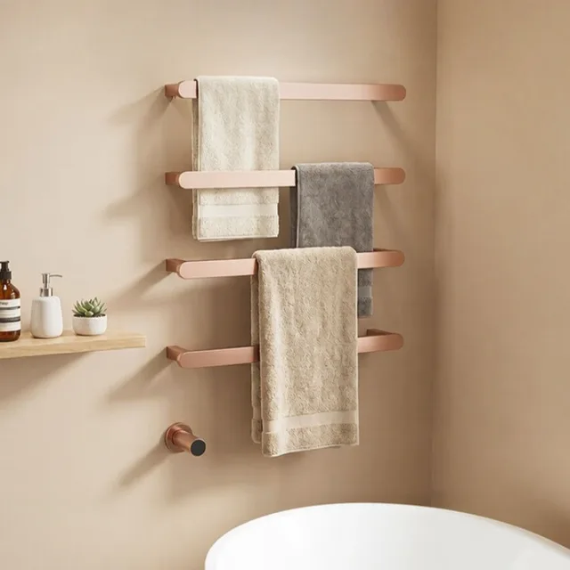 ราวแขวนผ้าเช็ดตัวไฟฟ้าแบบติดตั้งซ่อน สแตนเลส กันน้ำ ควบคุมอุณหภูมิคงที่ เครื่องทำความร้อนผ้าเช็ดตัว อุปกรณ์ทำความร้อนในห้องน้ำ 1