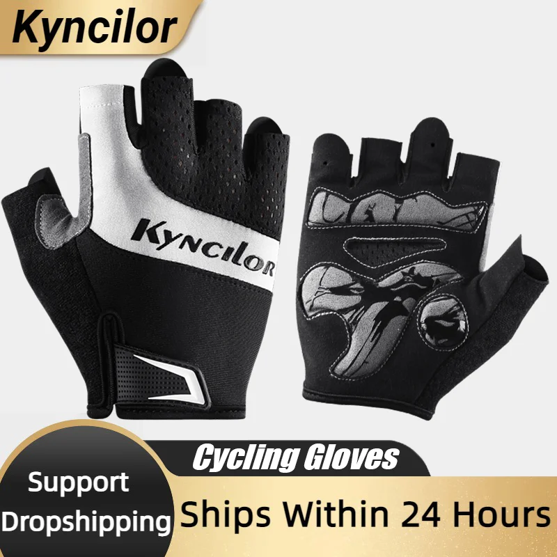 

MTB Half Finger Cycling Gloves Black Breathable Thicken Palm Pads Shockproof Wear Resistant Nonslip Motorbike Gloves Men