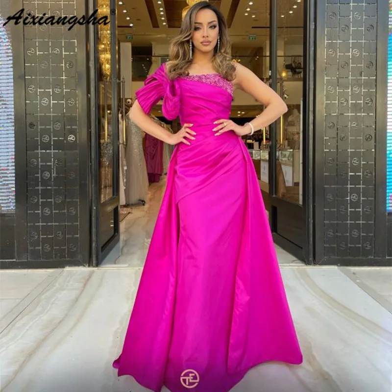 

Aixiangsha Strapless שמלה מלאה Evening Dress Mermaid Pleat Sleeveless Off the Shoulder vestidos de noche For Women Custom Made